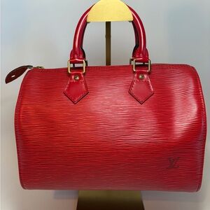 Louis Vuitton Speedy 25 Red Epi Leather, Made in France June 1994 Vintage